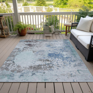 Piper Looms Chantille Abstract ACN2070 Turquoise Machine Washable Area Rug Outdoor Lifestyle Image Feature