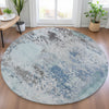 Piper Looms Chantille Abstract ACN2070 Turquoise Machine Washable Area Rug Round Lifestyle Image Feature
