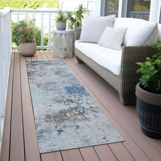 Piper Looms Chantille Abstract ACN2070 Turquoise Machine Washable Area Rug Runner Outdoor Lifestyle Image Feature