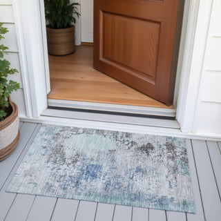 Piper Looms Chantille Abstract ACN2070 Turquoise Machine Washable Area Rug Scatter Outdoor Lifestyle Image Feature