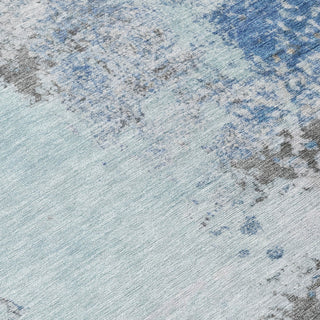 Piper Looms Chantille Abstract ACN2070 Turquoise Machine Washable Area Rug Swatch Image