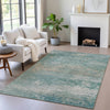 Piper Looms Chantille Abstract ACN2071 Aqua Machine Washable Area Rug Lifestyle Image Feature
