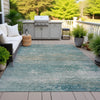 Piper Looms Chantille Abstract ACN2071 Aqua Machine Washable Area Rug Outdoor Lifestyle Image Feature