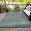 Piper Looms Chantille Abstract ACN2071 Aqua Machine Washable Area Rug Outdoor Lifestyle Image Feature
