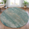 Piper Looms Chantille Abstract ACN2071 Aqua Machine Washable Area Rug Round Lifestyle Image Feature