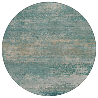 Piper Looms Chantille Abstract ACN2071 Aqua Machine Washable Area Rug Round Main Image