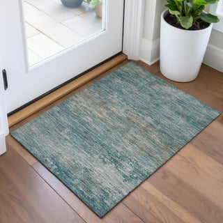 Piper Looms Chantille Abstract ACN2071 Aqua Machine Washable Area Rug Scatter Lifestyle Image Feature