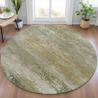 Piper Looms Chantille Abstract ACN2071 Beige Machine Washable Area Rug Round Lifestyle Image Feature