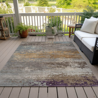 Piper Looms Chantille Abstract ACN2071 Brown Machine Washable Area Rug Outdoor Lifestyle Image Feature