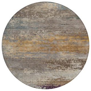 Piper Looms Chantille Abstract ACN2071 Brown Machine Washable Area Rug Round Main Image