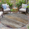 Piper Looms Chantille Abstract ACN2071 Brown Machine Washable Area Rug Round Outdoor Lifestyle Image Feature