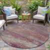 Piper Looms Chantille Abstract ACN2071 Merlot Machine Washable Area Rug Round Outdoor Lifestyle Image Feature