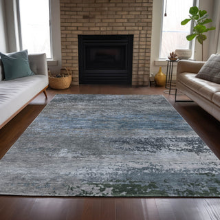 Piper Looms Chantille Abstract ACN2071 Pewter Machine Washable Area Rug Lifestyle Image Feature