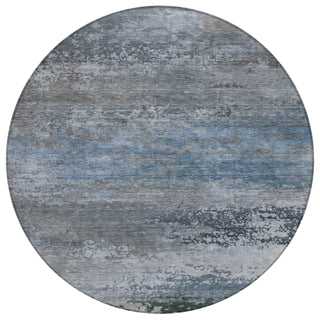 Piper Looms Chantille Abstract ACN2071 Pewter Machine Washable Area Rug Round Main Image