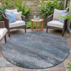 Piper Looms Chantille Abstract ACN2071 Pewter Machine Washable Area Rug Round Outdoor Lifestyle Image Feature