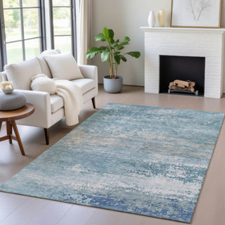 Piper Looms Chantille Abstract ACN2071 Sky Machine Washable Area Rug Lifestyle Image Feature