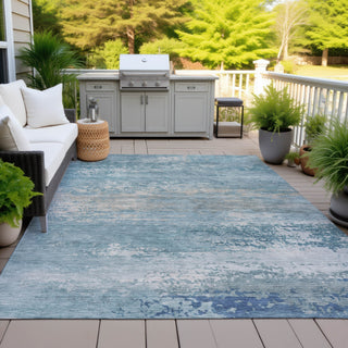 Piper Looms Chantille Abstract ACN2071 Sky Machine Washable Area Rug Outdoor Lifestyle Image Feature