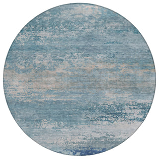 Piper Looms Chantille Abstract ACN2071 Sky Machine Washable Area Rug Round Main Image