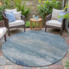 Piper Looms Chantille Abstract ACN2071 Sky Machine Washable Area Rug Round Outdoor Lifestyle Image Feature