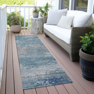Piper Looms Chantille Abstract ACN2071 Sky Machine Washable Area Rug Runner Outdoor Lifestyle Image Feature