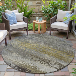 Piper Looms Chantille Abstract ACN2071 Taupe Machine Washable Area Rug Round Outdoor Lifestyle Image Feature