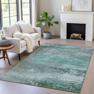 Piper Looms Chantille Abstract ACN2071 Teal Machine Washable Area Rug Lifestyle Image Feature