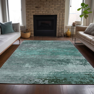 Piper Looms Chantille Abstract ACN2071 Teal Machine Washable Area Rug Lifestyle Image Feature