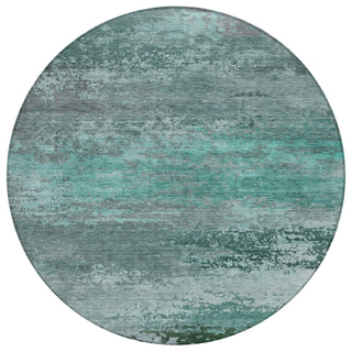 Piper Looms Chantille Abstract ACN2071 Teal Machine Washable Area Rug Round Main Image