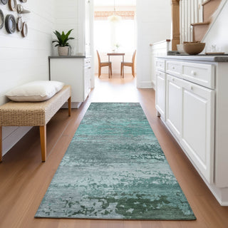 Piper Looms Chantille Abstract ACN2071 Teal Machine Washable Area Rug Runner Lifestyle Image Feature