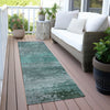 Piper Looms Chantille Abstract ACN2071 Teal Machine Washable Area Rug Runner Outdoor Lifestyle Image Feature