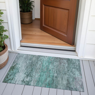 Piper Looms Chantille Abstract ACN2071 Teal Machine Washable Area Rug Scatter Outdoor Lifestyle Image Feature