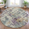Piper Looms Chantille Abstract ACN2072 Linen Machine Washable Area Rug Round Lifestyle Image Feature