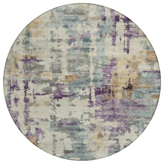 Piper Looms Chantille Abstract ACN2072 Linen Machine Washable Area Rug Round Main Image
