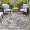 Piper Looms Chantille Abstract ACN2072 Linen Machine Washable Area Rug Round Outdoor Lifestyle Image Feature