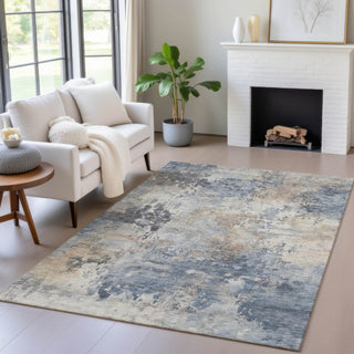 Piper Looms Chantille Abstract ACN2073 Denim Machine Washable Area Rug Lifestyle Image Feature