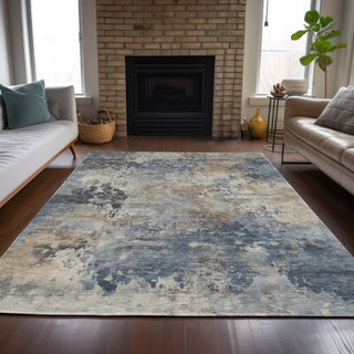 Piper Looms Chantille Abstract ACN2073 Denim Machine Washable Area Rug Lifestyle Image Feature