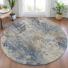 Piper Looms Chantille Abstract ACN2073 Denim Machine Washable Area Rug Round Lifestyle Image Feature