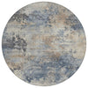 Piper Looms Chantille Abstract ACN2073 Denim Machine Washable Area Rug Round Main Image