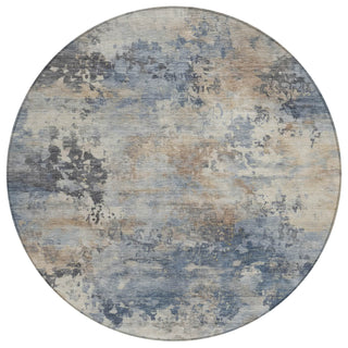 Piper Looms Chantille Abstract ACN2073 Denim Machine Washable Area Rug Round Main Image