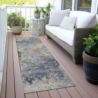 Piper Looms Chantille Abstract ACN2073 Denim Machine Washable Area Rug Runner Outdoor Lifestyle Image Feature