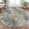 Piper Looms Chantille Abstract ACN2073 Pewter Machine Washable Area Rug Round Lifestyle Image Feature