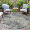 Piper Looms Chantille Abstract ACN2073 Pewter Machine Washable Area Rug Round Outdoor Lifestyle Image Feature
