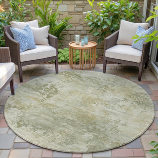Piper Looms Chantille Abstract ACN2073 Sage Machine Washable Area Rug Round Outdoor Lifestyle Image Feature