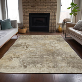 Piper Looms Chantille Abstract ACN2073 Tan Machine Washable Area Rug Lifestyle Image Feature