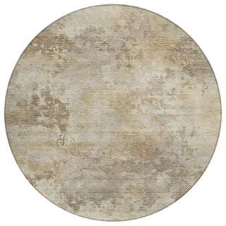 Piper Looms Chantille Abstract ACN2073 Tan Machine Washable Area Rug Round Main Image