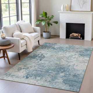 Piper Looms Chantille Abstract ACN2073 Teal Machine Washable Area Rug Lifestyle Image Feature