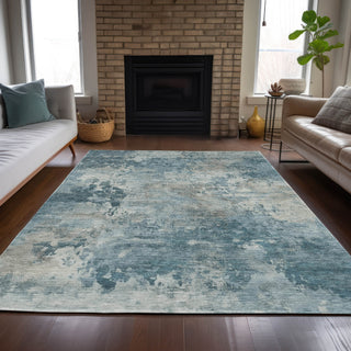 Piper Looms Chantille Abstract ACN2073 Teal Machine Washable Area Rug Lifestyle Image Feature