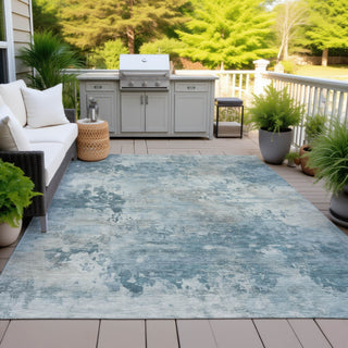 Piper Looms Chantille Abstract ACN2073 Teal Machine Washable Area Rug Outdoor Lifestyle Image Feature