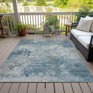 Piper Looms Chantille Abstract ACN2073 Teal Machine Washable Area Rug Outdoor Lifestyle Image Feature