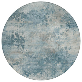 Piper Looms Chantille Abstract ACN2073 Teal Machine Washable Area Rug Round Main Image